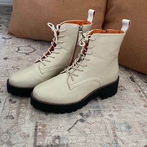 French Connection off white combat fall boots Grace